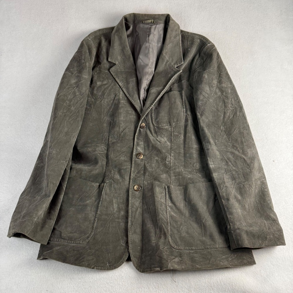 Eddie Bauer Mens Corduroy Blazer Olive‎ Gray 3 Button Sport Coat Size M Stretch